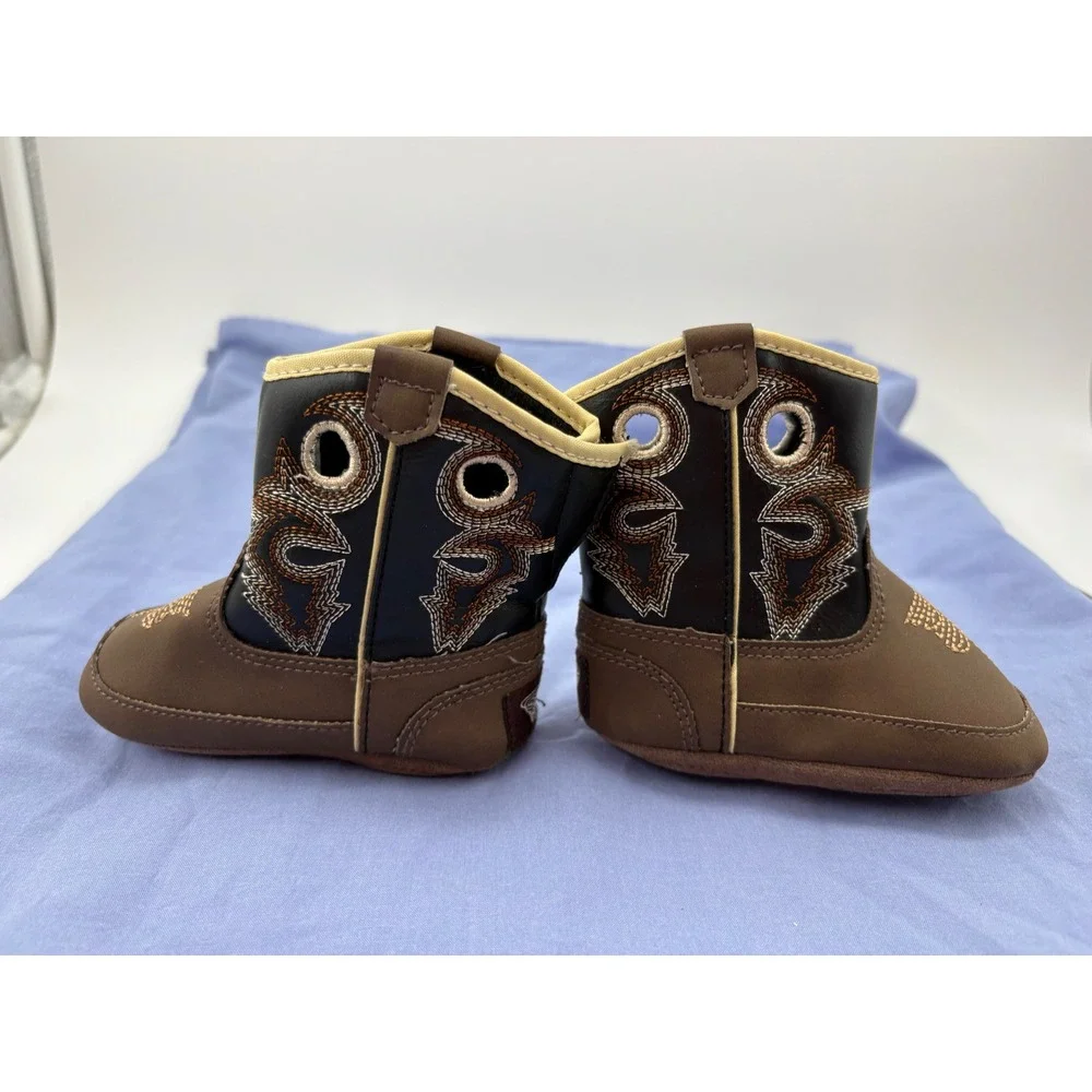 M&F Western Twister Trace Baby Bucker Infant Cowboy Boots Brown Black Size 2